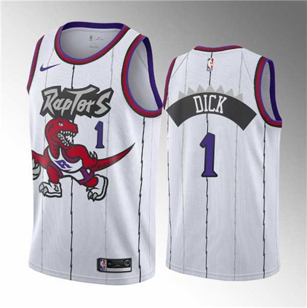 Men's Toronto Raptors #1 Gradey Dick White 2023 Draft Classic Edition Stitched Basketball Jersey Dzhi